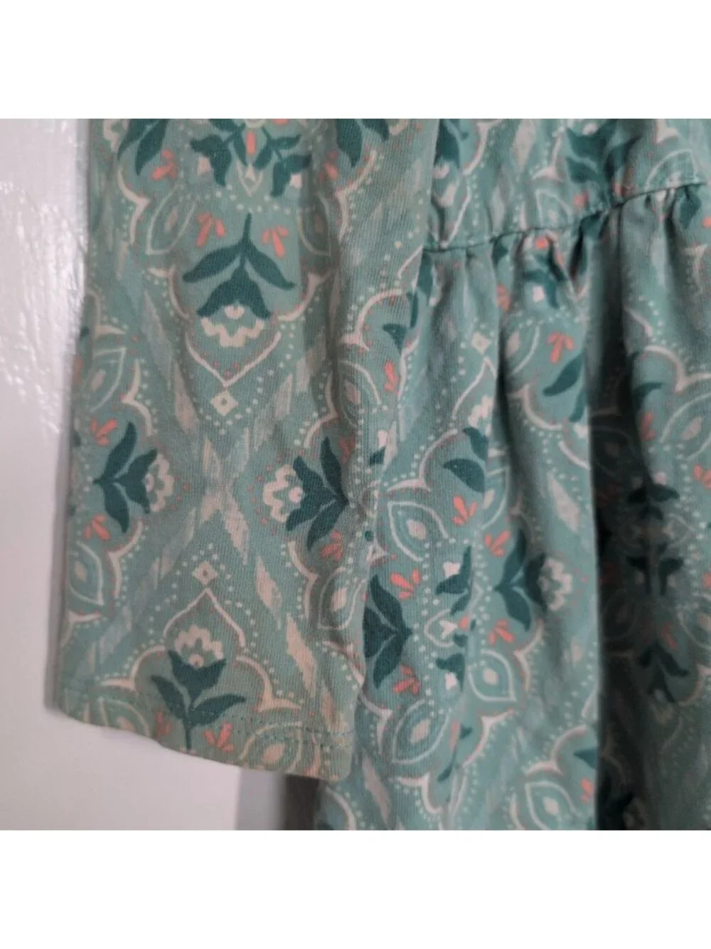 Garnet Hill Floral Dress Set of 2 Girls Size Medium Green Pink Organic Cotton